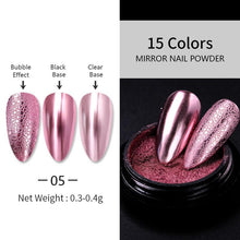 Load image into Gallery viewer, 1Box Nail Mirror Glitter Powder Metallic Colorful Dust Metal Effect Nail Glitter Gold Nail Art UV Gel Polish Chrome Flakes Dust