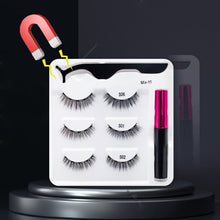 Load image into Gallery viewer, 3/5/7Pairs Magnetic Eyelashes False Lashes Repeated Use Eyelashes Waterproof Liquid Eyeliner With Tweezer Makeup Set