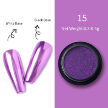Load image into Gallery viewer, 1Box Nail Mirror Glitter Powder Metallic Colorful Dust Metal Effect Nail Glitter Gold Nail Art UV Gel Polish Chrome Flakes Dust