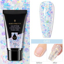 Load image into Gallery viewer, BORN PRETTY 30/20ml Glitter Acrylic Gel Finger Extension Silver Pink Extension Gel Soak Off Nail Art Gel Varnish