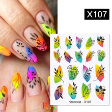 Load image into Gallery viewer, Harunouta Black Lines Flower Leaves Water Decals Stickers Floral Face Marble Pattern Slider For Nails Summer Nail Art Decoration