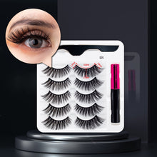 Load image into Gallery viewer, 3/5/7Pairs Magnetic Eyelashes False Lashes Repeated Use Eyelashes Waterproof Liquid Eyeliner With Tweezer Makeup Set