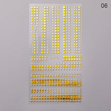 Load image into Gallery viewer, 1pc Gold Silver 3D Nail Stickers Metal Black Geometric Tassel Strip Line Adhesive Transfer Decals Nail Art DIY Design Decoration