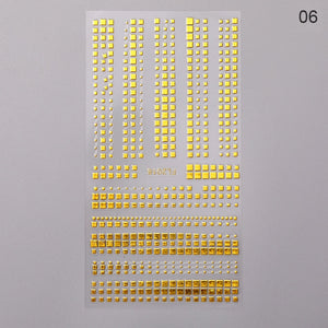 1pc Gold Silver 3D Nail Stickers Metal Black Geometric Tassel Strip Line Adhesive Transfer Decals Nail Art DIY Design Decoration