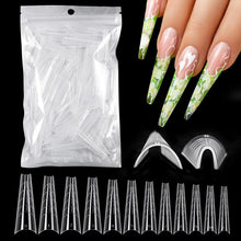 Load image into Gallery viewer, 100 Pcs Poly Nail Gel Quick Building Mold Tips Nail Dual Forms Finger Extension Nail Art UV Builder Easy Find Nail Tools