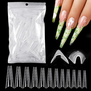 100 Pcs Poly Nail Gel Quick Building Mold Tips Nail Dual Forms Finger Extension Nail Art UV Builder Easy Find Nail Tools