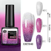 Load image into Gallery viewer, UR SUGAR 7.5ml Thermal Ultra-thin Glitter Gel Soak Off UV Gel Color-chaging Snowflake Temperature Color Change Nail Art Varnish