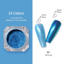 Load image into Gallery viewer, 1Box Nail Mirror Glitter Powder Metallic Colorful Dust Metal Effect Nail Glitter Gold Nail Art UV Gel Polish Chrome Flakes Dust
