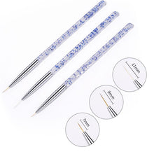 Load image into Gallery viewer, 3Pcs French Stripe Nail Art Liner Brush Set 3D Tips Line Stripes DIY Drawing Pen UV Gel Brushes Painting Pen Manicure Tools