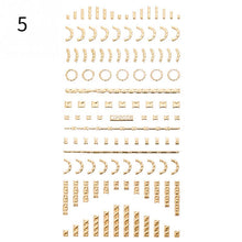 Load image into Gallery viewer, 1PC Silver Gold Lines Stripe 3D Nail Sticker Geometric Waved Star Heart Self Adhesive Slider Papers Nail Art Transfer Stickers