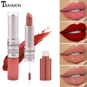 12 Colors Waterproof Nude Matte Velvet Glossy Lip Gloss Lipstick Lip Balm Sexy Red Lip Tint Sexy Women Fashion Makeup Gift 1pcs