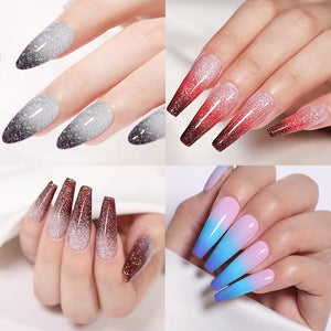 UR SUGAR 7.5ml Thermal Ultra-thin Glitter Gel Soak Off UV Gel Color-chaging Snowflake Temperature Color Change Nail Art Varnish