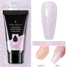 Load image into Gallery viewer, BORN PRETTY 30/20ml Glitter Acrylic Gel Finger Extension Silver Pink Extension Gel Soak Off Nail Art Gel Varnish