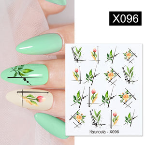 Harunouta 1 Sheet Nail Water Decals Transfer Lavender Spring Flower Leaves Nail Art Stickers Nail Art Manicure DIY