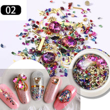 Load image into Gallery viewer, 1 Box Glitter 3D Rhinestones AB Flat Back Shiny Stones Nail Art Decorations Mixed Size Nail Gems Crystal Strass Accessories
