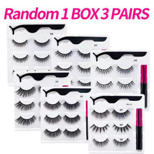 Load image into Gallery viewer, 3/5/7Pairs Magnetic Eyelashes False Lashes Repeated Use Eyelashes Waterproof Liquid Eyeliner With Tweezer Makeup Set