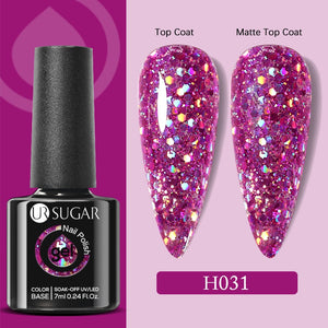 UR SUGAR 7ml Gold Glitter Gel Nail Polish Platinum Shining Mineral Sequins Soak Off UV LED Gel Nail Semi Permanent Manicure