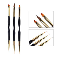 Load image into Gallery viewer, 3Pcs French Stripe Nail Art Liner Brush Set 3D Tips Line Stripes DIY Drawing Pen UV Gel Brushes Painting Pen Manicure Tools