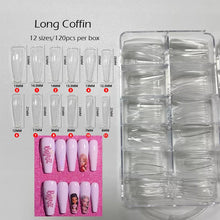 Load image into Gallery viewer, Gel Nails Extension System Full Cover Sculpted Clear Stiletto Coffin False Nail Tips 240pcs/bag