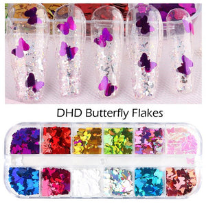Holographic Butterfly Flakes Nail Art Glitter Sparkly 3D Laser Butterfly Sequins Tips DIY Polish Nail Art Decorations Manicure