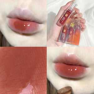 Cherry Pink Lip Plumper Gloss Crystal Jelly Oil Lip Tint Korean Long-lasting Waterproof Lipstick Lips Plumper Extreme Wholesale