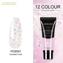 Load image into Gallery viewer, Limegirl 15ml Poly Nail Gel Glitter Building Nail Gel For Manicure Nail Art Design Luminous Polygels Extension Nail Gel For Nail