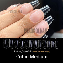 Load image into Gallery viewer, Gel Nails Extension System Full Cover Sculpted Clear Stiletto Coffin False Nail Tips 240pcs/bag