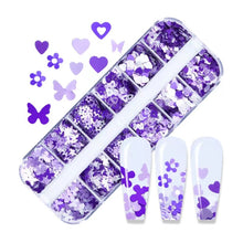 Load image into Gallery viewer, Holographic Butterfly Flakes Nail Art Glitter Sparkly 3D Laser Butterfly Sequins Tips DIY Polish Nail Art Decorations Manicure