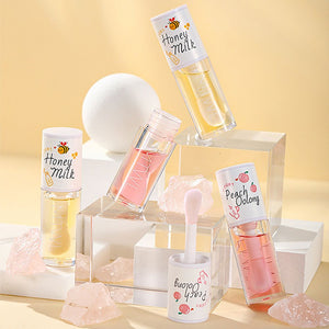 Kawaii Honey Peach Lip Oil Long Lasting Non-sticky Repair Moisturizing Hydrating Lip Tint Lip Plumper Lip Care Serum