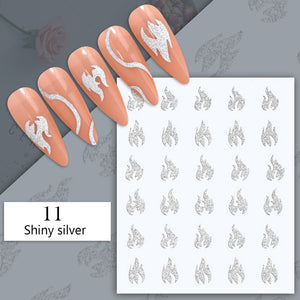 1PC Silver Gold Lines Stripe 3D Nail Sticker Geometric Waved Star Heart Self Adhesive Slider Papers Nail Art Transfer Stickers