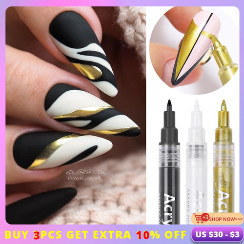 1 Pc Nail Art Graffiti Pen Black Color UV Gel Polish Design Dot Painting Detailing Pen Brushes DIY Nail Art Adorn Tools