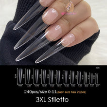 Load image into Gallery viewer, Gel Nails Extension System Full Cover Sculpted Clear Stiletto Coffin False Nail Tips 240pcs/bag