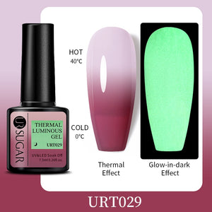 UR SUGAR 7.5ml Thermal Ultra-thin Glitter Gel Soak Off UV Gel Color-chaging Snowflake Temperature Color Change Nail Art Varnish