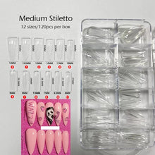 Load image into Gallery viewer, Gel Nails Extension System Full Cover Sculpted Clear Stiletto Coffin False Nail Tips 240pcs/bag