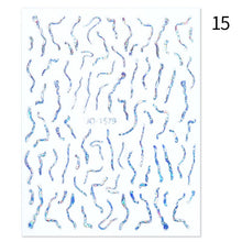 Load image into Gallery viewer, 1PC Silver Gold Lines Stripe 3D Nail Sticker Geometric Waved Star Heart Self Adhesive Slider Papers Nail Art Transfer Stickers