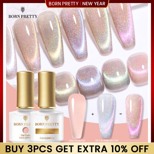 BORN PRETTY 7ml 9D Laser Cat Magnetic Gel Nail Gel Pink Magnetic Gel Soak Off UV LED Nail Varnish UV Gel Need Pink Nude Base