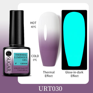 UR SUGAR 7.5ml Thermal Ultra-thin Glitter Gel Soak Off UV Gel Color-chaging Snowflake Temperature Color Change Nail Art Varnish