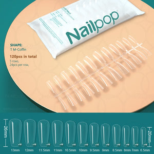 NAILPOP 120pcs False Nails Acrylic Press on Nails Coffin Artificial Nails Clear Fake Nail Tips for Extension Manicure Tool