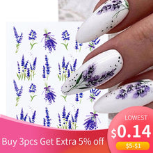 Load image into Gallery viewer, Harunouta 1 Sheet Nail Water Decals Transfer Lavender Spring Flower Leaves Nail Art Stickers Nail Art Manicure DIY