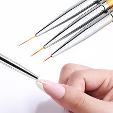 Load image into Gallery viewer, 3Pcs French Stripe Nail Art Liner Brush Set 3D Tips Line Stripes DIY Drawing Pen UV Gel Brushes Painting Pen Manicure Tools