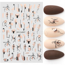 Load image into Gallery viewer, 3D Fall Nail Stickers Gold Leaf Cotton Flowers Transfer Decals Nail Adhesive Sliders Manicure 2022 Autumn Decorations TRSTZ-SJ