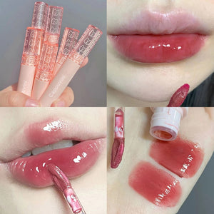 Cherry Pink Lip Plumper Gloss Crystal Jelly Oil Lip Tint Korean Long-lasting Waterproof Lipstick Lips Plumper Extreme Wholesale