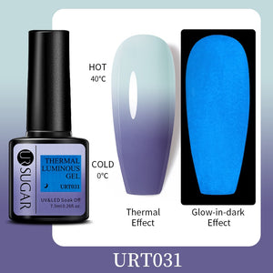 UR SUGAR 7.5ml Thermal Ultra-thin Glitter Gel Soak Off UV Gel Color-chaging Snowflake Temperature Color Change Nail Art Varnish