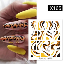 Load image into Gallery viewer, Harunouta Black Lines Flower Leaves Water Decals Stickers Floral Face Marble Pattern Slider For Nails Summer Nail Art Decoration