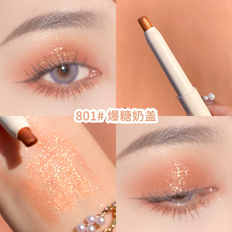 Diamond Glitter Eyeshadow Liner Pencil Eye Makeup Highlighter Waterproof Matte Pink Silkworm Champagne Gold Eyeliner Pen