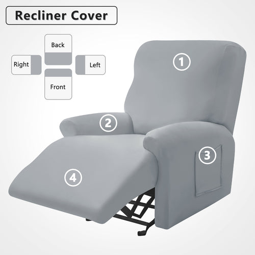 Recliner Sofa Cover 1 Seater Stretch Recliner Sofa Slipcover 2/3/4 Seater Relax Armchair Relax Cover Washable