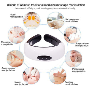 Electric Neck Massager &amp; Pulse Back 6 Modes Power Control TENS Heating Cervical Pain Relief Tool Health Care Relaxation Machine