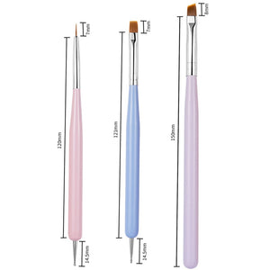 3Pcs French Stripe Nail Art Liner Brush Set 3D Tips Line Stripes DIY Drawing Pen UV Gel Brushes Painting Pen Manicure Tools