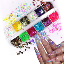 Load image into Gallery viewer, Holographic Butterfly Flakes Nail Art Glitter Sparkly 3D Laser Butterfly Sequins Tips DIY Polish Nail Art Decorations Manicure