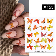 Load image into Gallery viewer, Harunouta Black Lines Flower Leaves Water Decals Stickers Floral Face Marble Pattern Slider For Nails Summer Nail Art Decoration